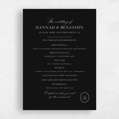 Black Wedding Program - St Anne
