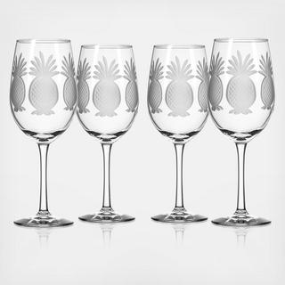 Pineapple White Wine Glass, Set of 4