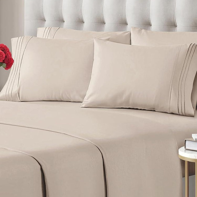 Cal King 6 Piece Sheet Set - Breathable & Cooling Bed Sheets - Hotel Luxury Bed Sheets for Women, Men, Kids & Teens - Bedding w/Deep Pockets & Easy Fit - Soft & Wrinkle Free - Cal King Wheat Sheets
