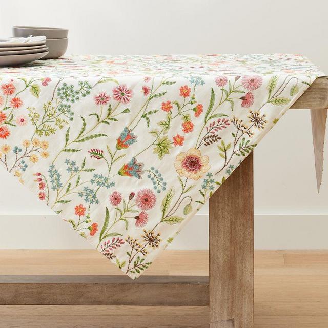 Spring Garden Embroidered Table Throw