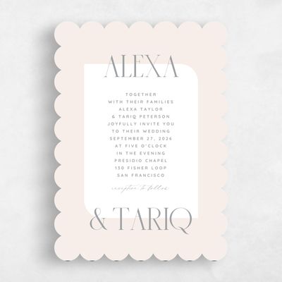 Beige Scalloped Wedding Invitation - Seibel Portrait