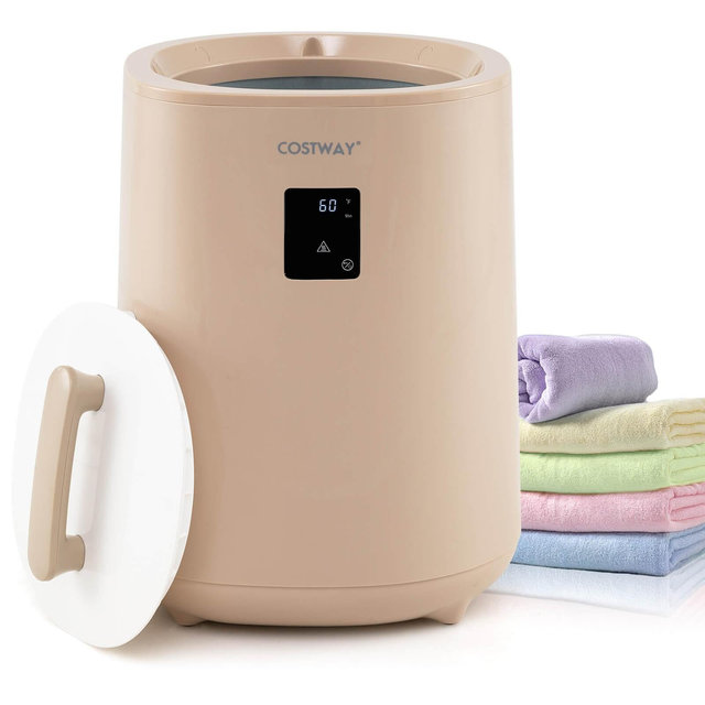 Costway 18 L Towel Warmer for Bathroom Luxury Towel Heater with LED Display & Auto Shut off Brown