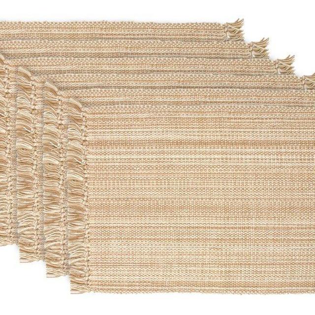 DII Tonal Fringe Placemat, Set of 6, Variegated Taupe - Perfect for Fall, Thanksgiving, Dinner Parties, Weddings, and Everyday Use
