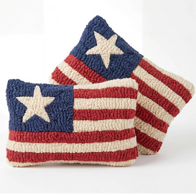 2 Pcs 4th of July Patriotic Pillows 8" x 12" Handicraft Red White Blue Flag Pillow American Flag Stars Stripes Patriotic Cushion Case 250th Anniversary Independence Day Decor for Couch Bed Sofa