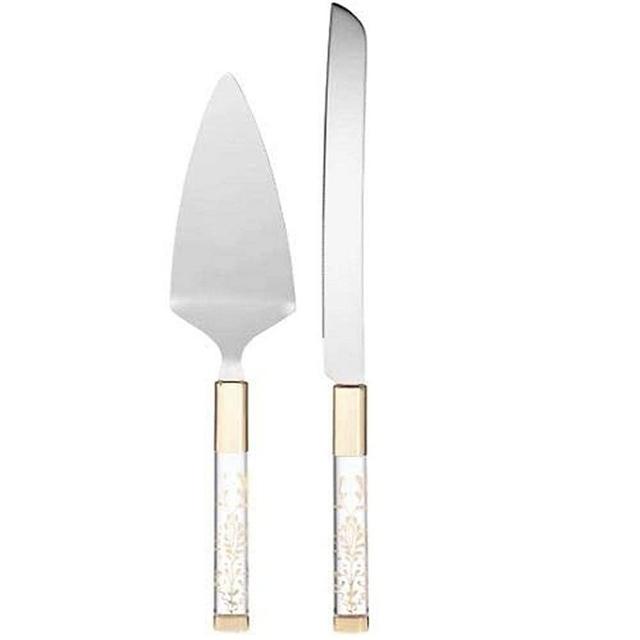 LENOX Opal Innocence Flourish Cake Knife & Server, 0.70 LB, Metallic