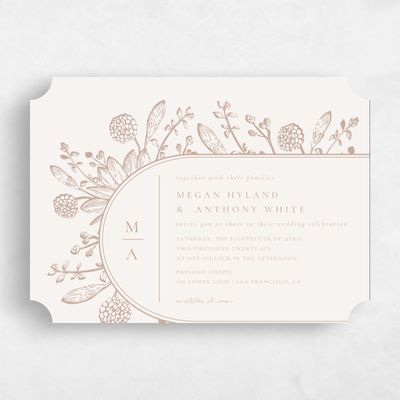 Beige Ticket Wedding Invitation - Preciada Landscape