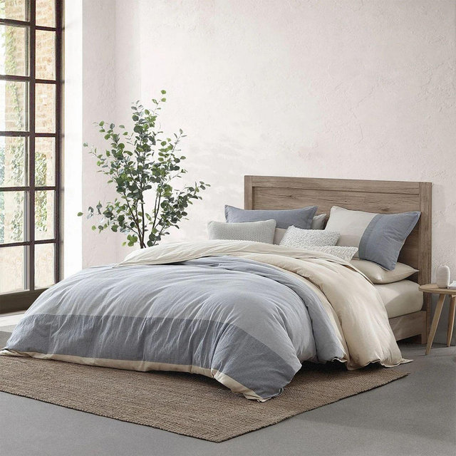DKNY Pure Color Blocked Duvet Cover Set, Full/Queen