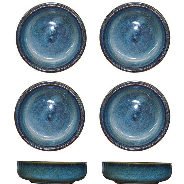 Colias Wing 3.5 Inch Vintage Style Kiln Glazed Ceramic Side Dishes Korean Bowls Seasoning Dishes Soy Dipping Sauce Dishes-Set of 6