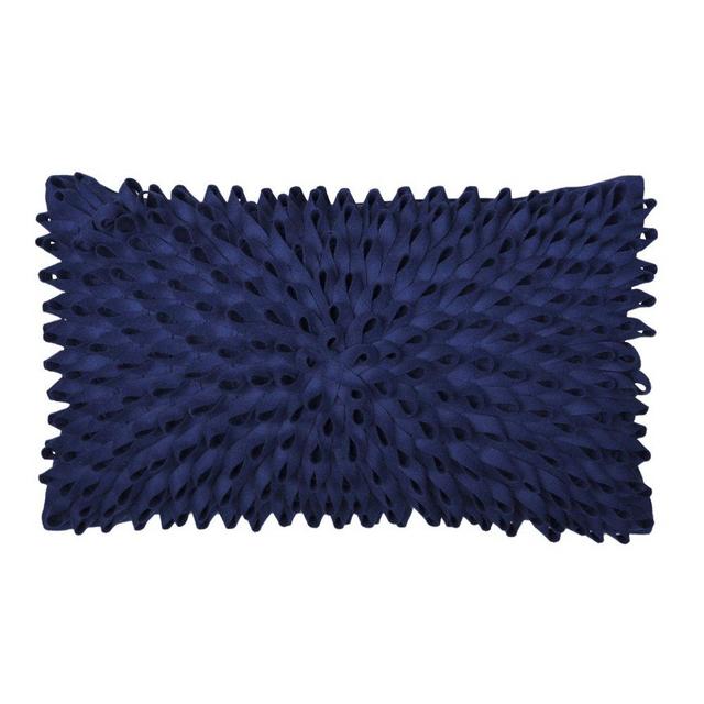 KINGROSE 3D Flower Throw Pillow Cover Super Soft Pillow Case Home Deocrative Cushion Cover for Sofa Couch Bed Living Room 12 x 20 Inches Wool Navy Blue