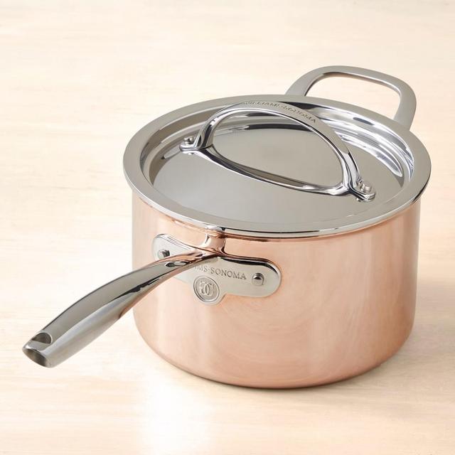 Williams Sonoma Thermo-Clad™ Copper Sauce Pan with Lid, 4-Qt.