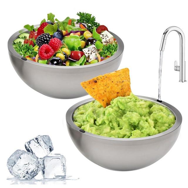 2 Pack - Each 35oz Hot & Cold Temperature Controlled Dip Chiller Bowl, Perfect for Entertaining, Insulated Food Grade Dip Dish Keeps Food Hot or Cold without Condensation