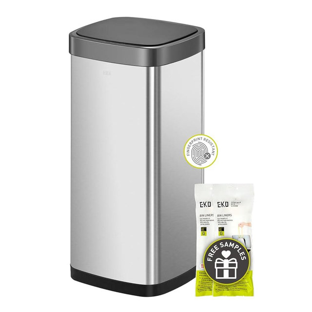 EKO EcoSmart Tall and Large Kitchen Trash Can, 80L/21.1G High Capacity, Touchless Soft Square Motion Sensor Garbage Can, Brushed Stainless Steel