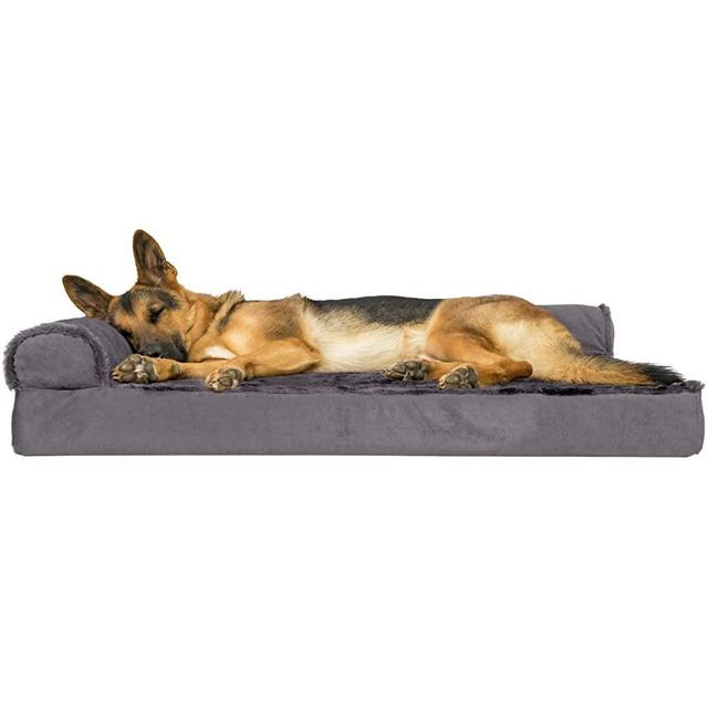 Furhaven Pet - Packable Travel Bed, Plush Orthopedic Sofa, L-Shaped Chaise Couch, & Mid-Century Modern Dog Bed Frame for Dogs & Cats - Multiple Styles, Sizes, & Colors