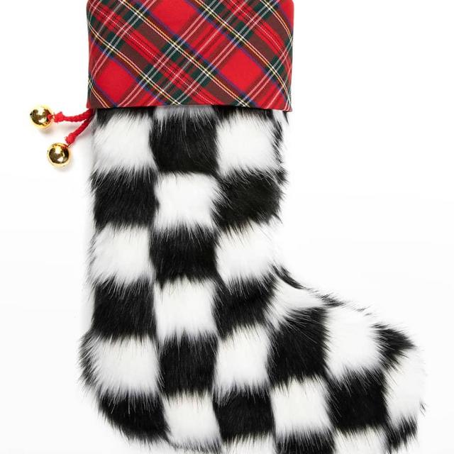 MacKenzie-ChildsFaux Fur Check Christmas Stocking