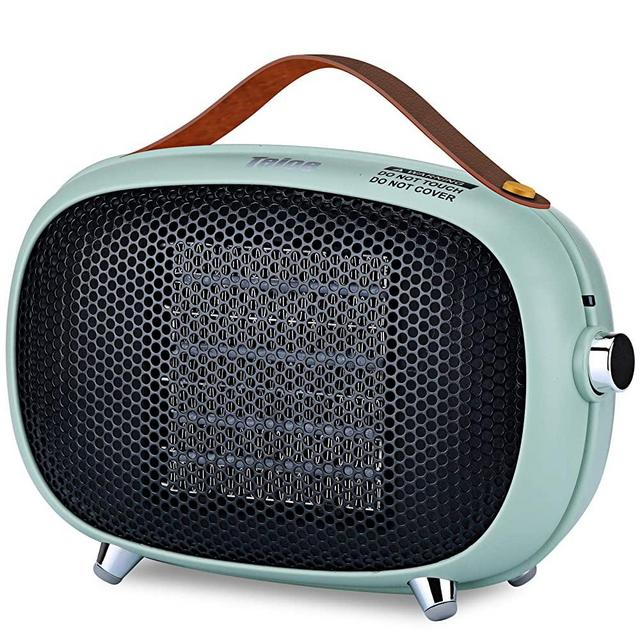 Space Heater, Teioe Small Space Heater for Bedroom, Mini Electric Space Heater Fan with Tip-Over & Overheat Protection, Portable PTC Ceramic Space Heater for Office, Desk, Indoor Use(GREEN)