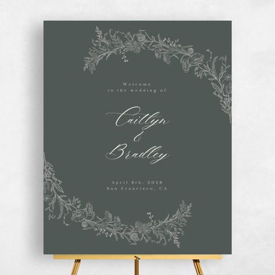 Dark Seaweed, Green Wedding Sign - Daphnel Portrait