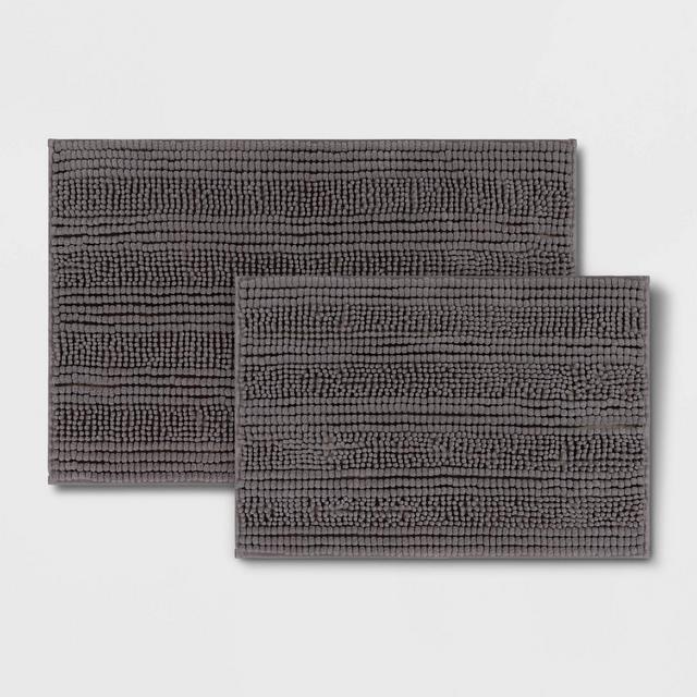 2pk Chenille Bath Rug Gray - Room Essentials™