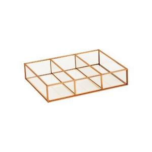 3 Compartment Horizontal Glass & Metal Vanity Organizer Copper Finish 10"X7.5"X2" - Threshold™