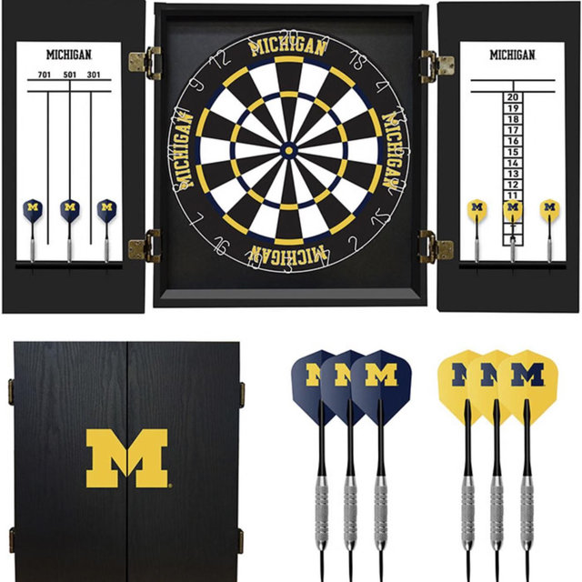 Michigan Wolverines Fan Dart Board Cabinet