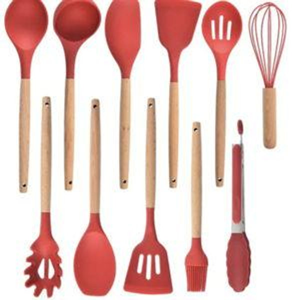 Silicone Cooking Utensil Set- Red