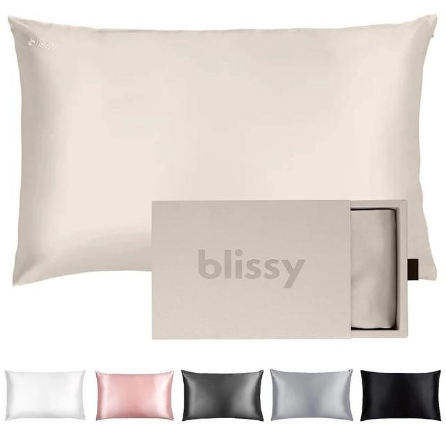 Blissy Silk Pillowcase - 100% Pure Mulberry Silk - 22 Momme 6A High-Grade Fibers - Silk Pillow Cover for Hair & Skin - Regular, Queen & King with Hidden Zipper (King, Champagne)