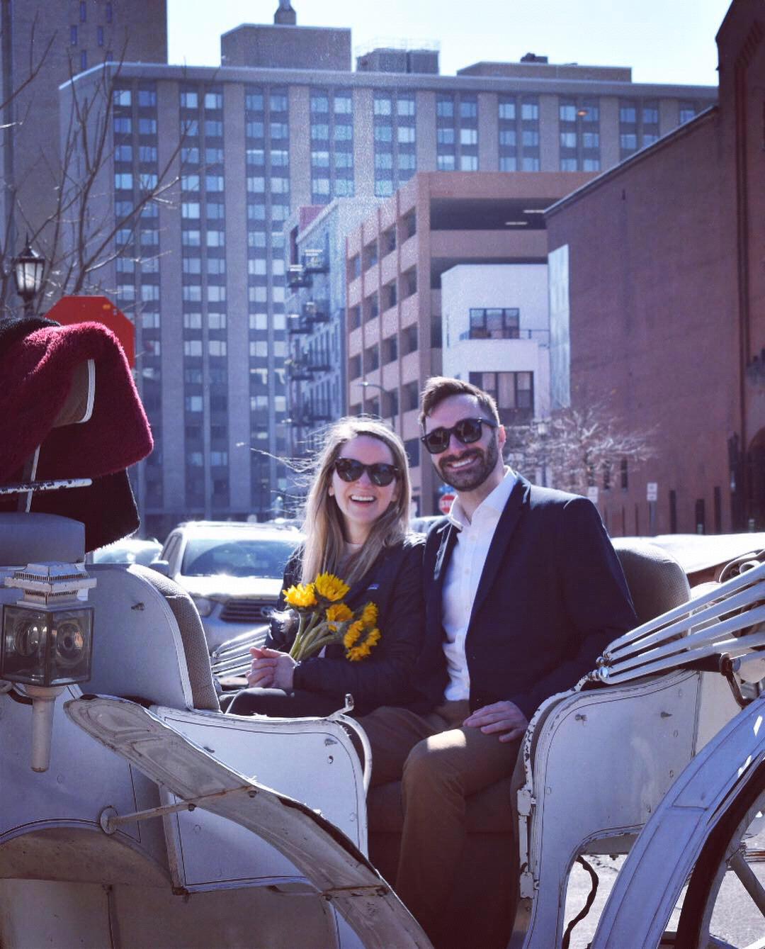 A stroll around the North Loop in a horse and carriage after the proposal