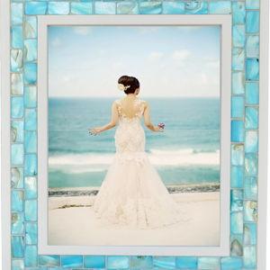 GIFTME 5 Picture Frame Mosaic Mother of Pearl, Turquoise Photo Frame (8x10 inch, Blue,1pc)
