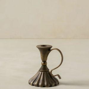 Magnolia: Small Antique Brass Taper Holder
