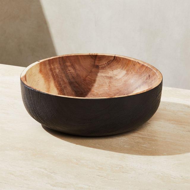 Two-Tone Artisan Wood Serving Bowl