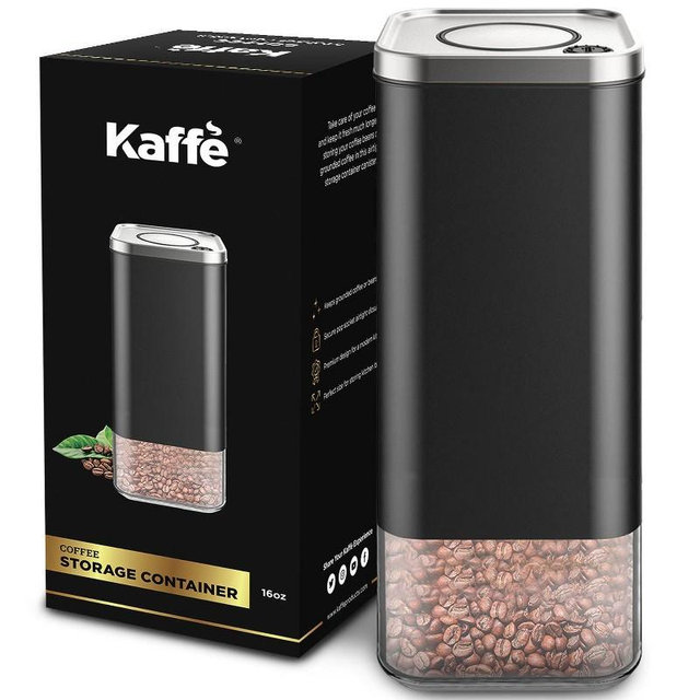 Kaffe BPA Free Glass Coffee Storage Canister - Stainless Steel