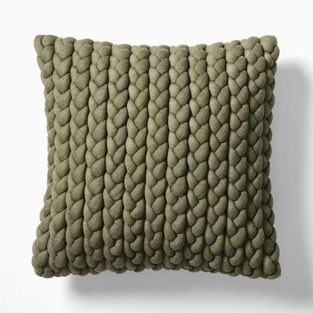 Braided Jersey Pillow Cover, 20x20, Vetiver Green