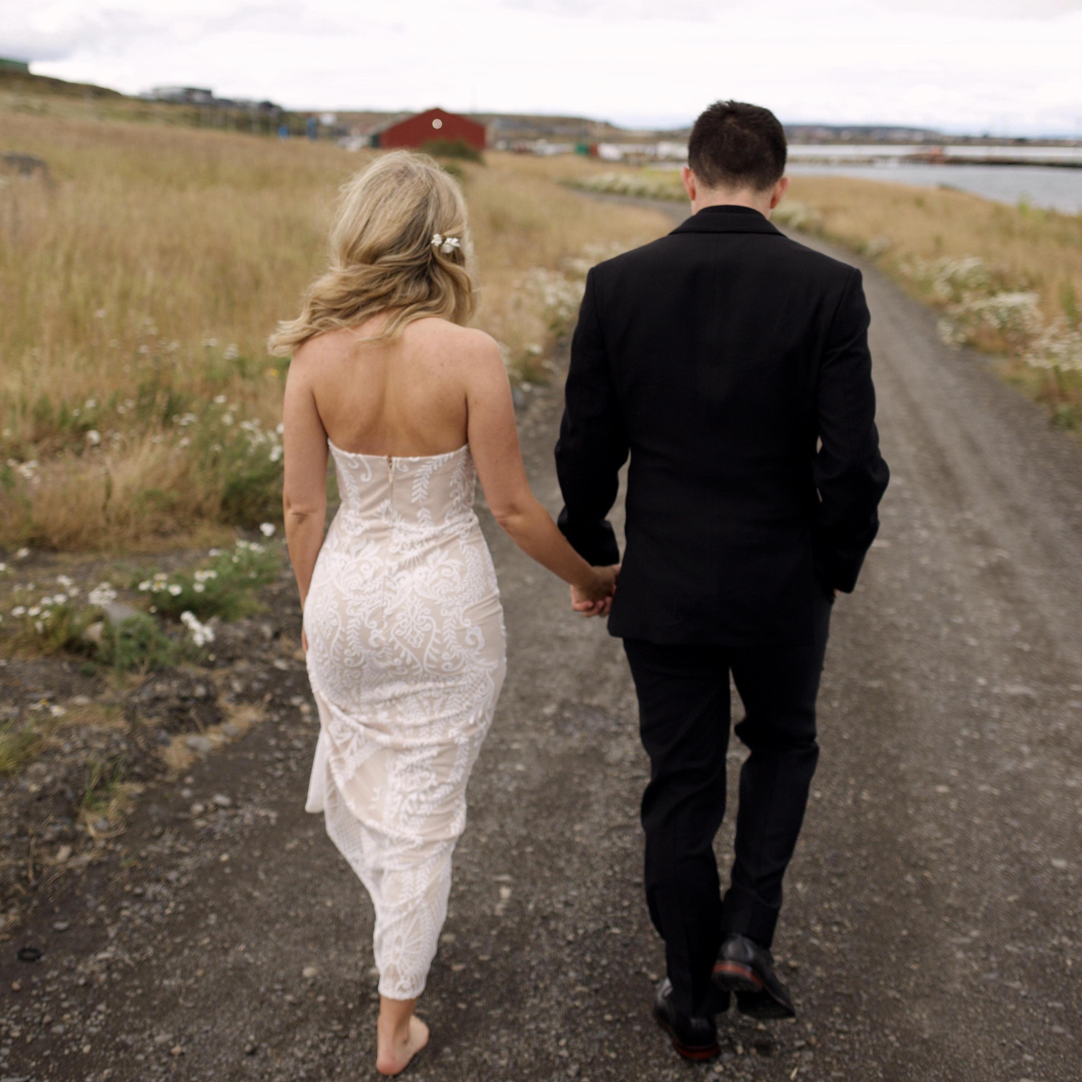 Moments after the ceremony as man and wife.