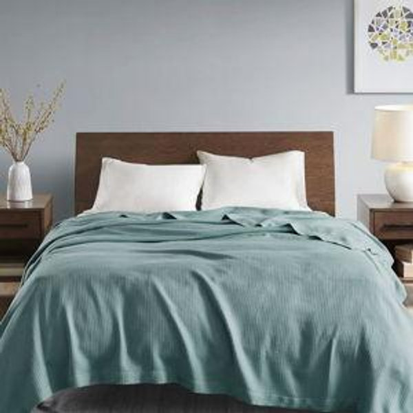 Madison Park Egyptian Cotton Blankets - Teal, Full/Queen