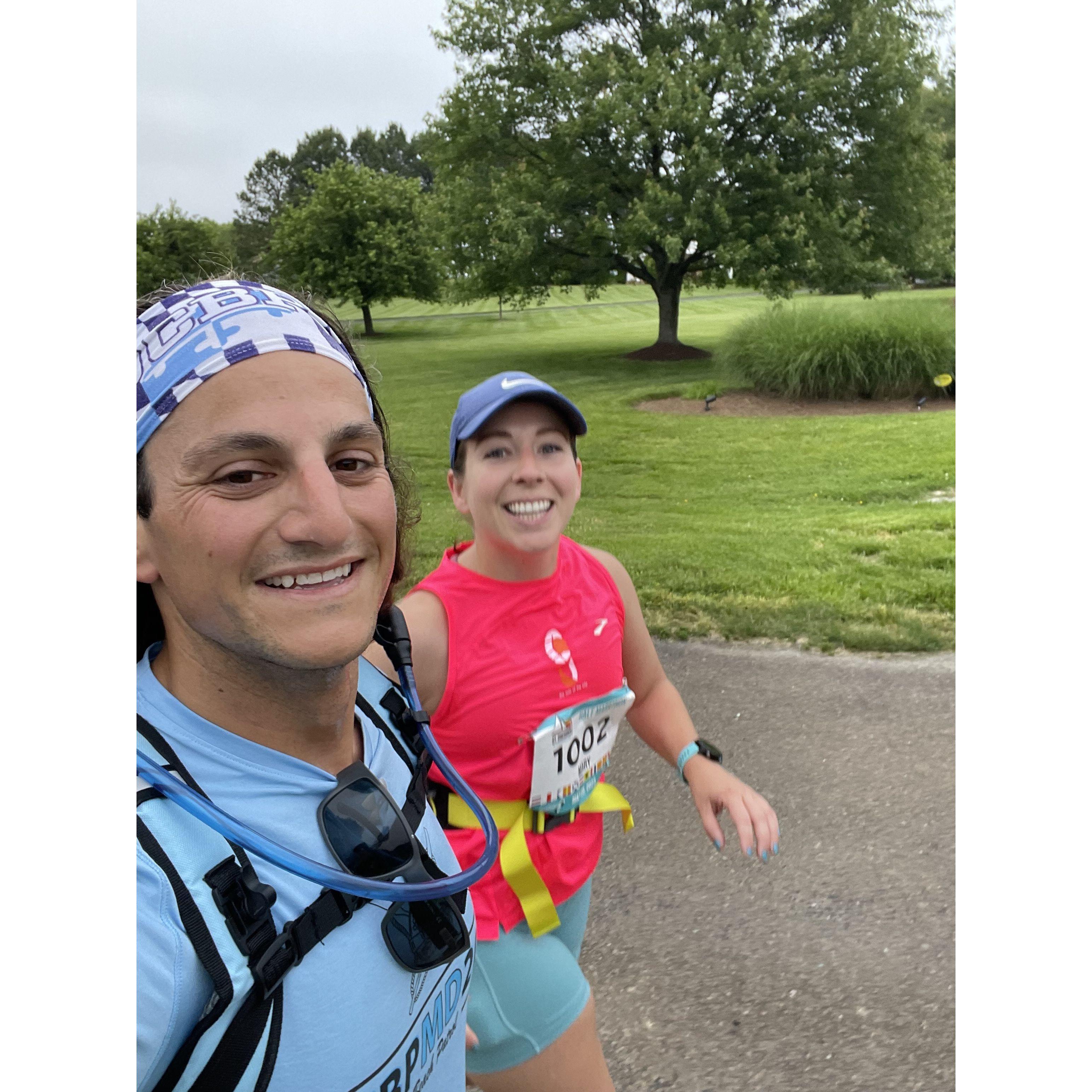 Running the St. Michael's Half Marathon together.