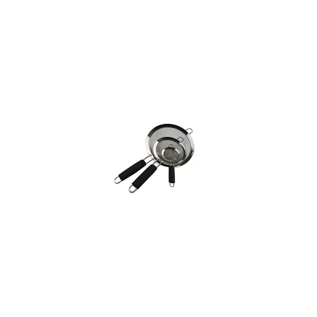 SAMMART Set of 3 Stainless Steel Mesh Strainer/Colander with TPE Handle