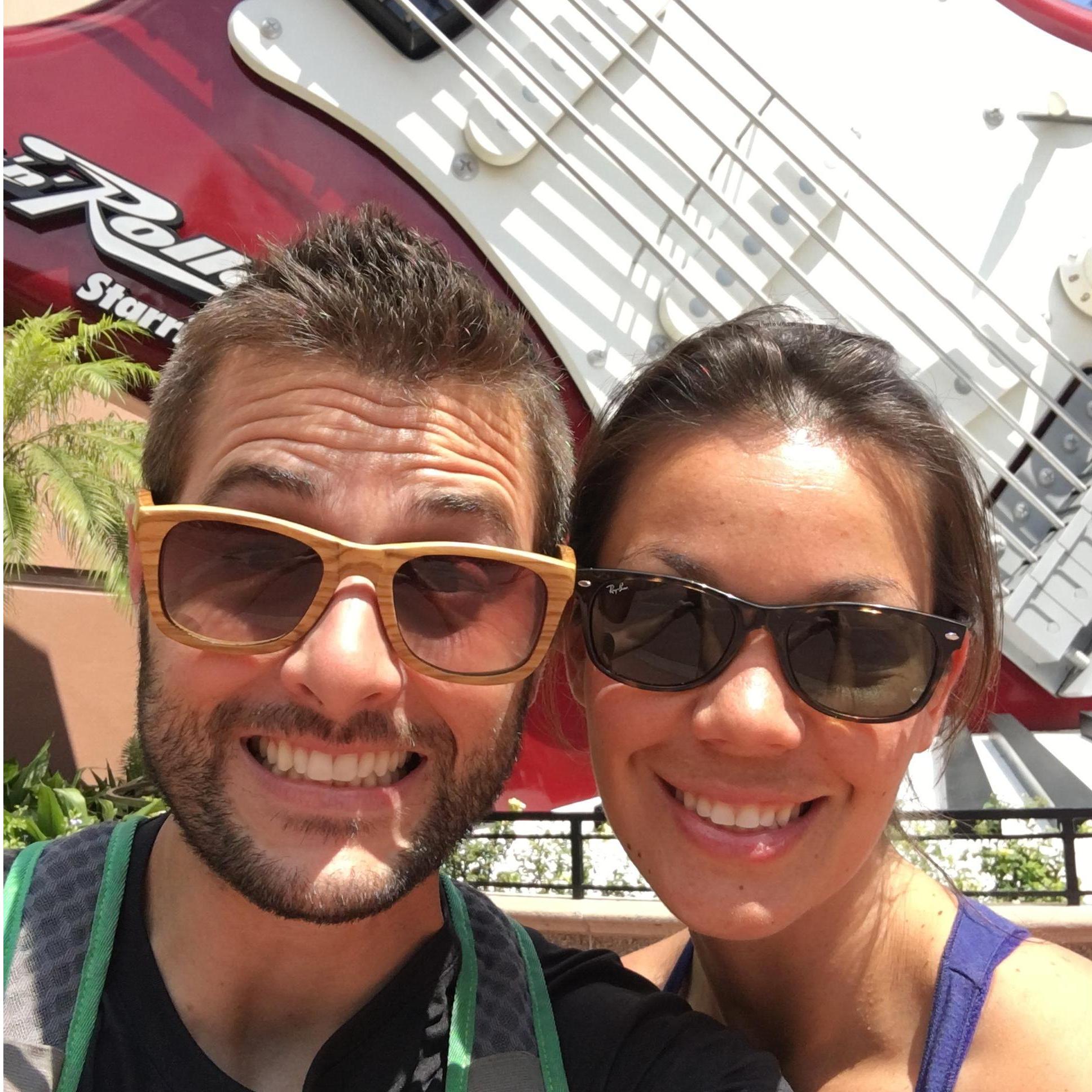 Chris was so excited to introduce Nichole to the Rock 'n Roller Coaster at DisneyWorld.