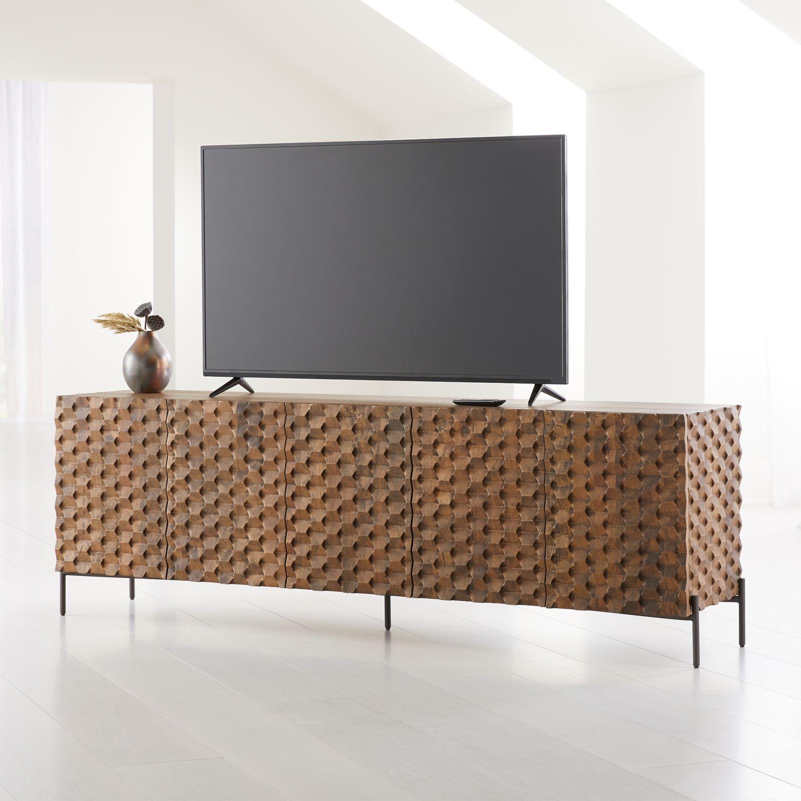 Crate and Barrel Raffael Carved Wood Media Console Zola