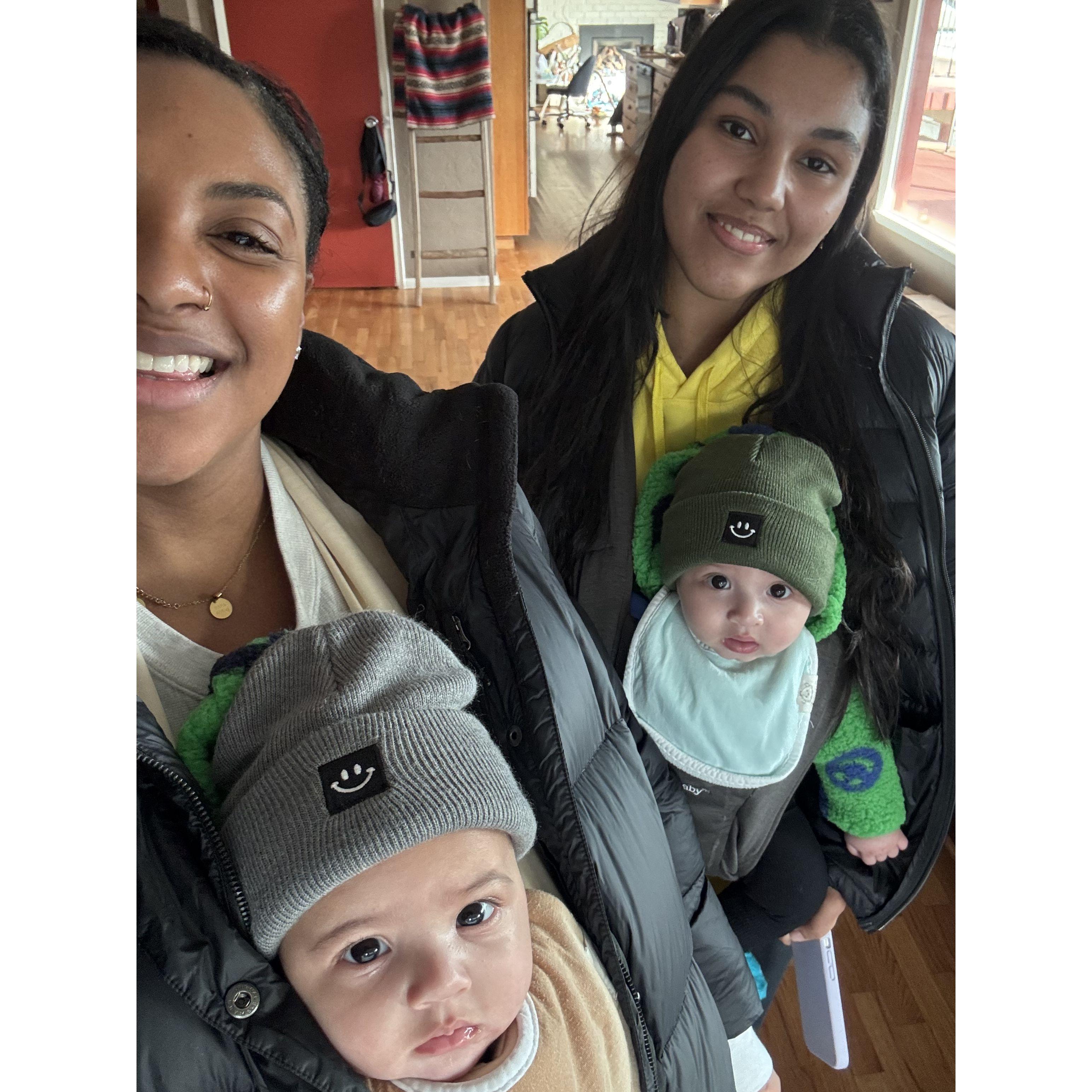 Geovanna, Lea Family Au Pair, with Shanice holding Ollie and Geovanna holding Mel