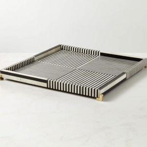 Black and White Bone Resin Decorative Tray