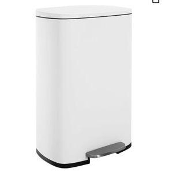 Kitchen Trash Can with Lid for Office Bedroom Bathroom Step Trash Bin Fingerprint-Proof Brushed Stainless Steel Garbage Can 13 Gallon / 50 Liter, Pink