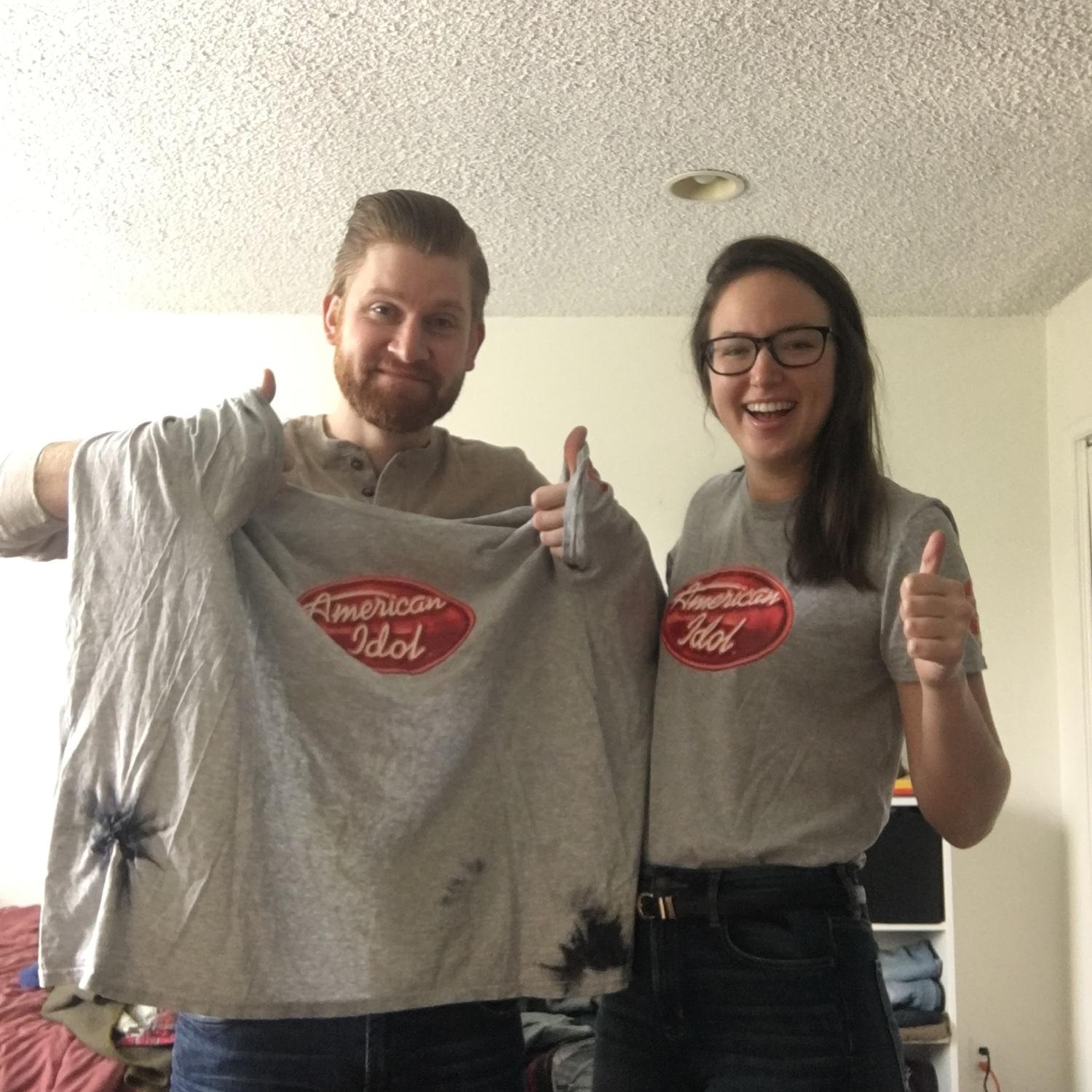 Our artifacts from when we met - American Idol “crew” tees from 2013.