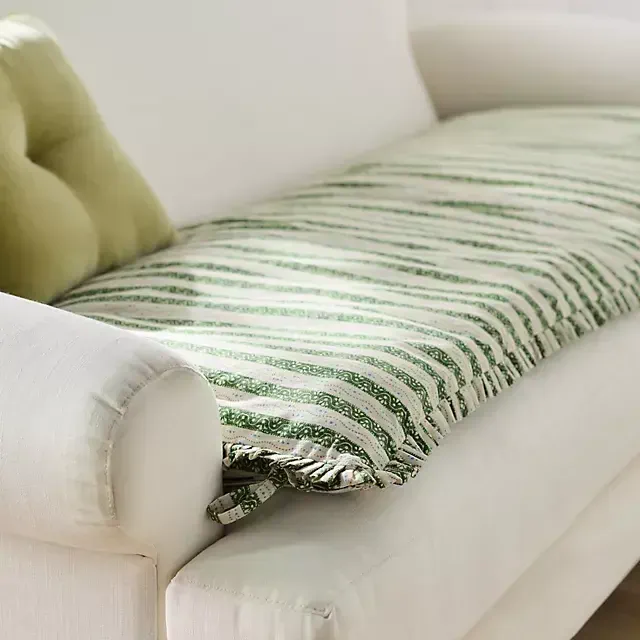 Cotton Printed Ruffle Sofa Topper