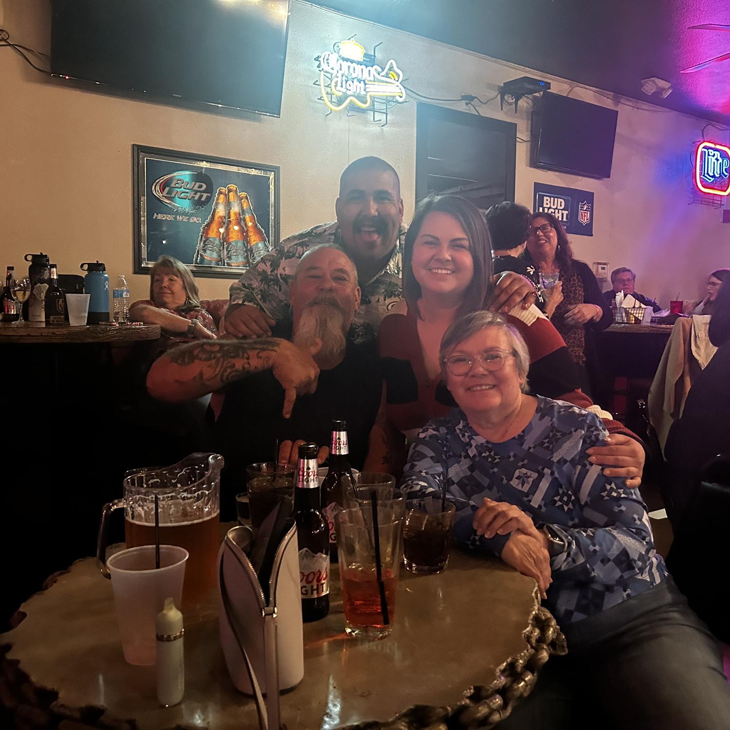 The happy couple with Uncle Mike and Monette at one of Darrell's band's shows