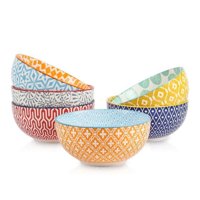 Selamica Ceramic Cereal Bowls Set of 6, 24 Oz Deep Soup Bowls for Kitchen, 5.9 Inch Dessert Bowls for Salad, Pasta, Oatmeal, Ramen, Microwave Dishwasher Safe, Gift, Set of 6, Assorted Colors