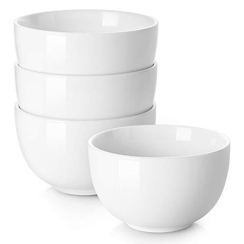 DOWAN Porcelain Bowls, 30 Oz Porcelain Bowl for Cereal, Soup, Ramen, Rice Bowls, Bowl Set of 4, White