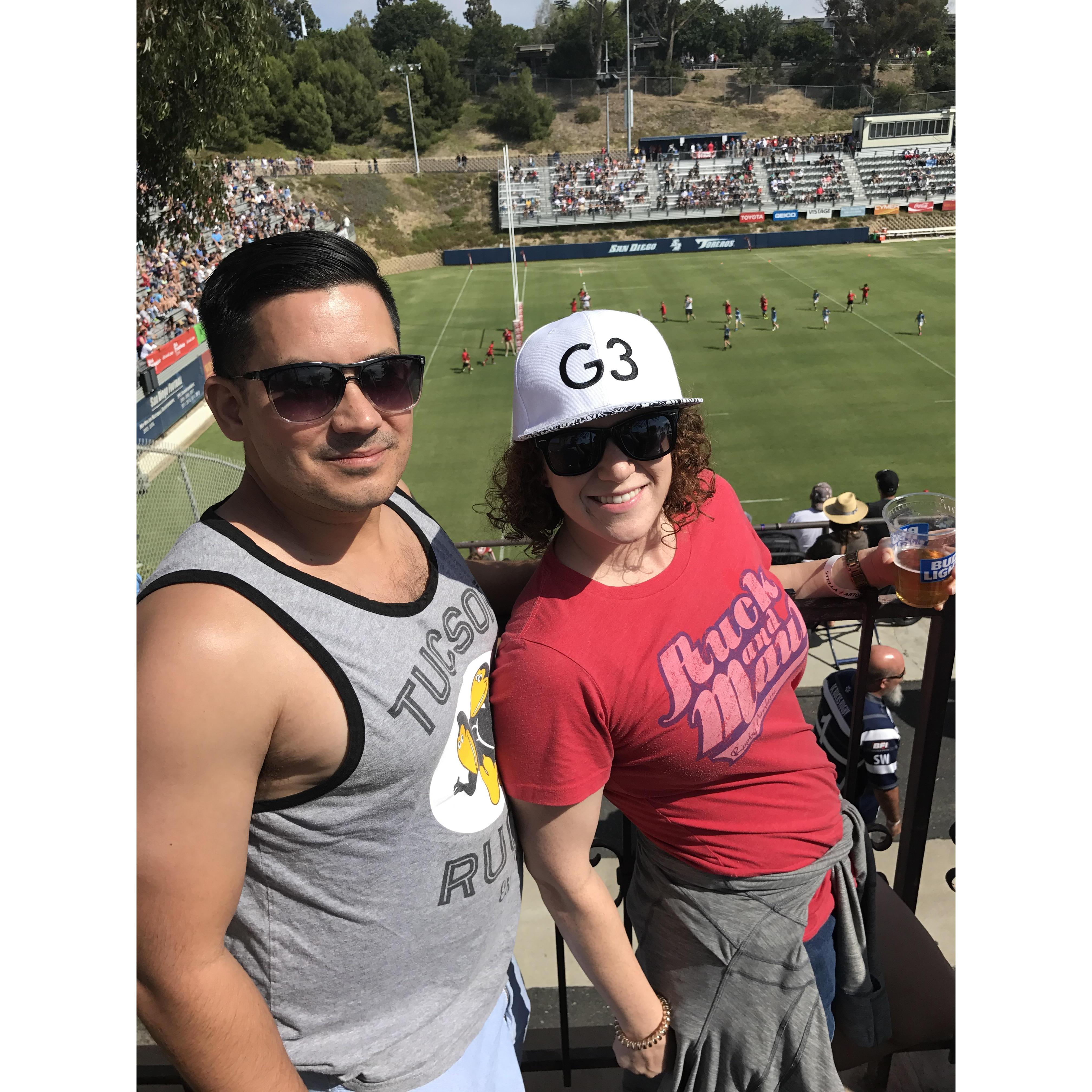 Our first trip together- rugby in San Diego