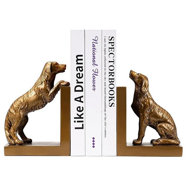 Dog Bookend, Book Ends for Shelves to Hold Books Heavy Duty, Creative Resin Book Holders for Desk Home Office Decoration