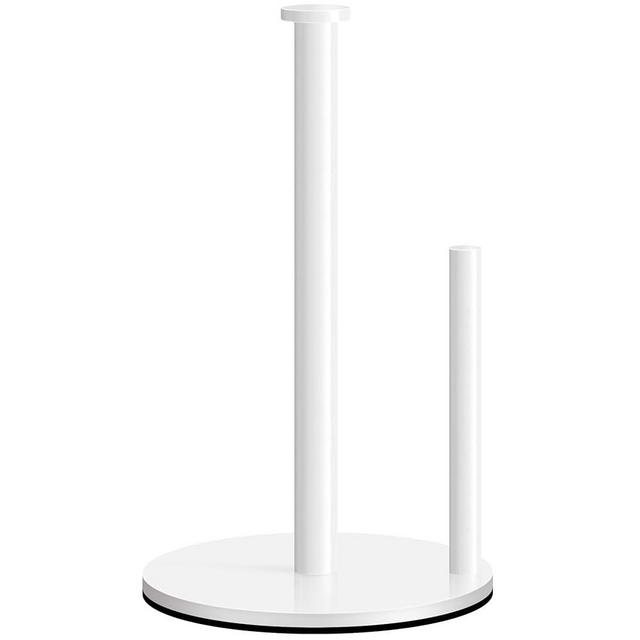 Paper Towel Holder Countertop, OBODING, White Kitchen Paper Towel Holder Stand for Kitchen and Bathroom Organization, Stainless Steel Paper Towel Holders for Standard and Large Rolls (White)