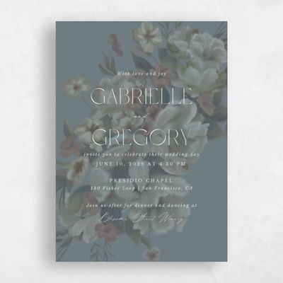 Teal, Blue Wedding Invitation - Canopy Portrait