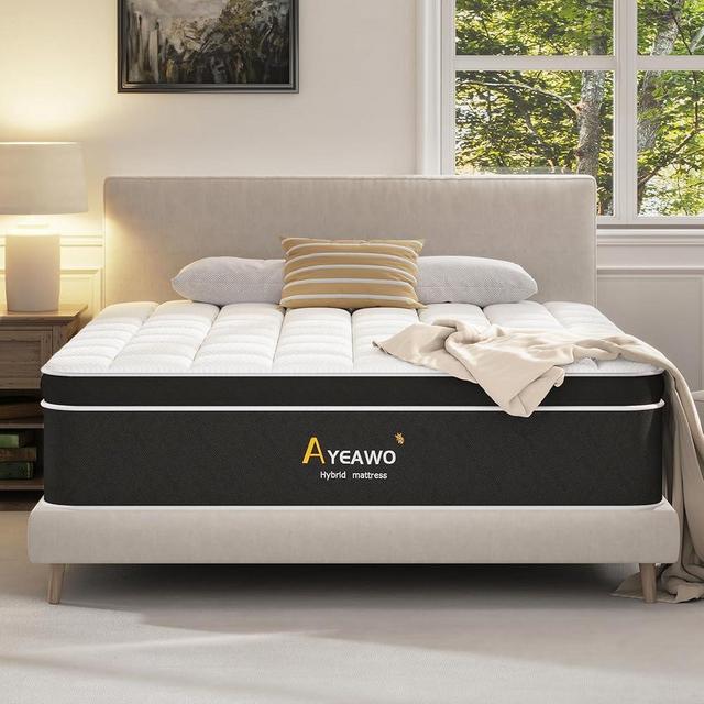 Ayeawo Firm California King Mattress in a Box, 12 Inch Cal King Hybrid Mattress with Memory Foam and Pocket Spring, Motion Isolation and Pressure Relief, California King Mattress Strong Edge Support